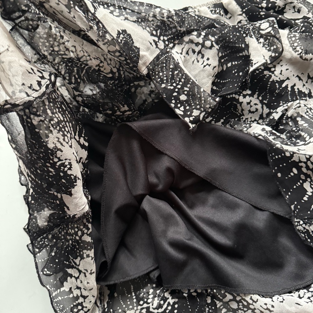 Bergamo Studio Silk Handkerchief Hem Ruffle Midi Skirt Abstract Whimsigoth 4 - Picture 5 of 7